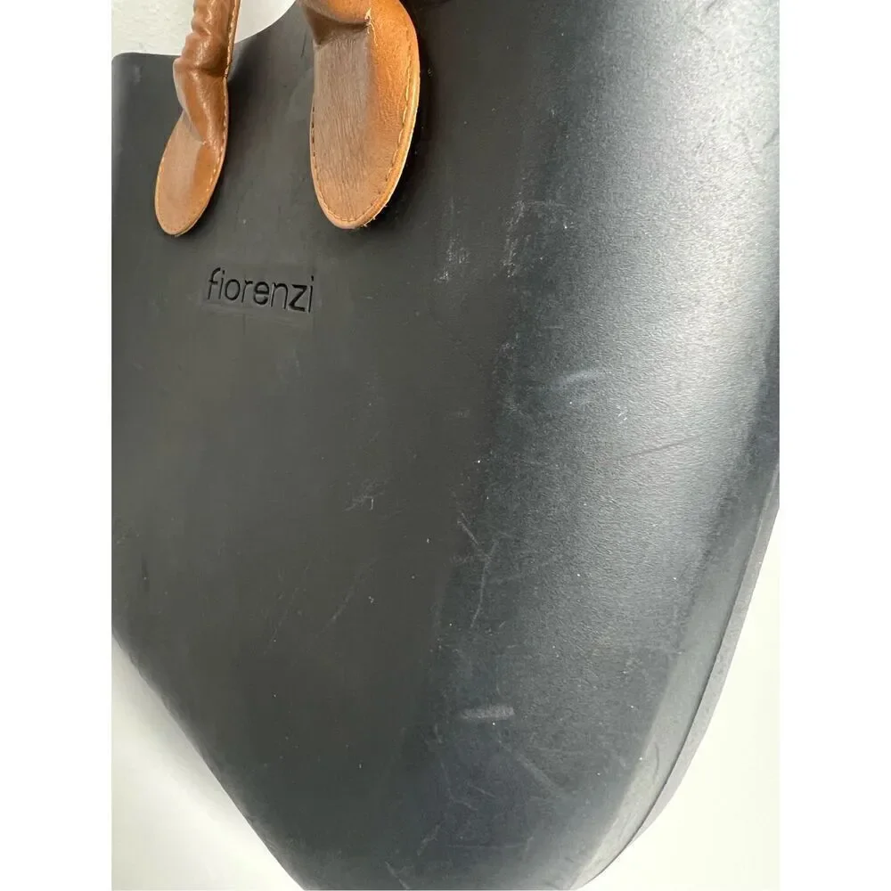 RARE Fiorenzi WATERPROOF TOTE BAG W/HANDLE BLACK BROWN